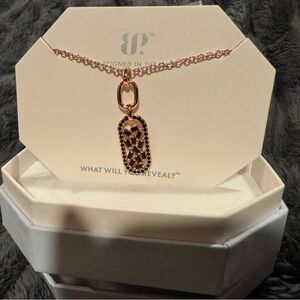 BP Rose-Gold Tag Pendant Necklace with Black Accent Stones